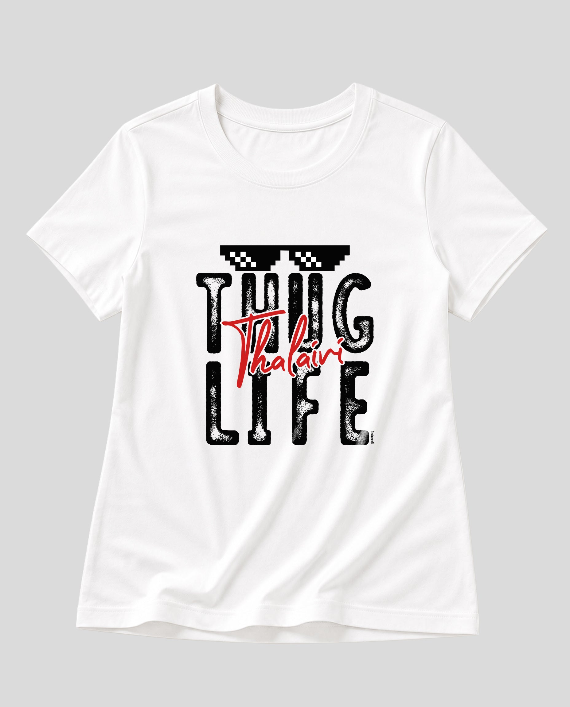 THUG LIFE THALAIVI women's regular-fit t-shirt in white.