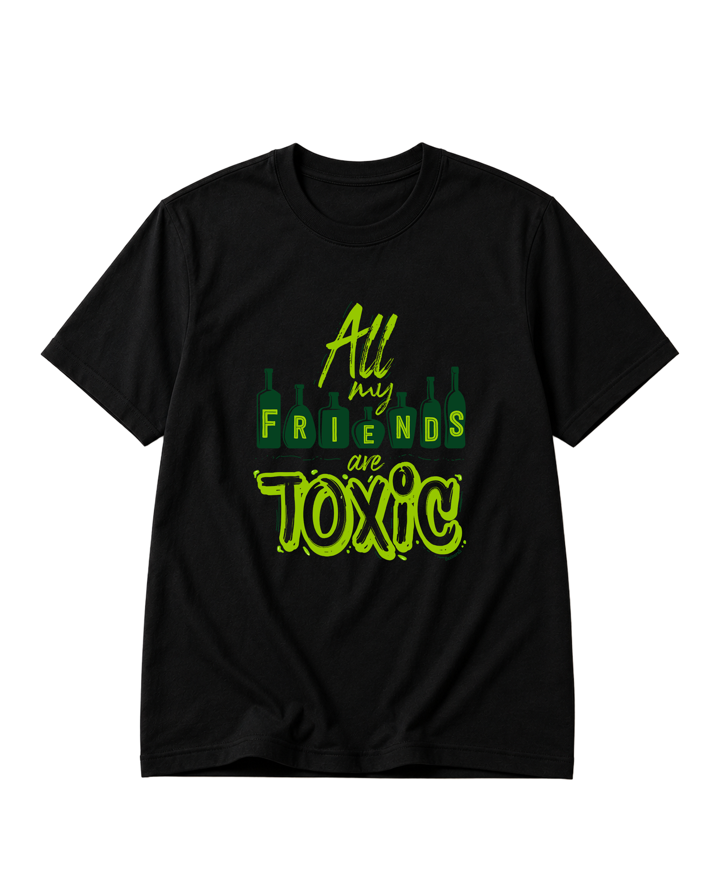 TOXIC men's regular-fit t-shirt in black featuring a bold and humorous graphic design inspired by playful warning-label aesthetics.
