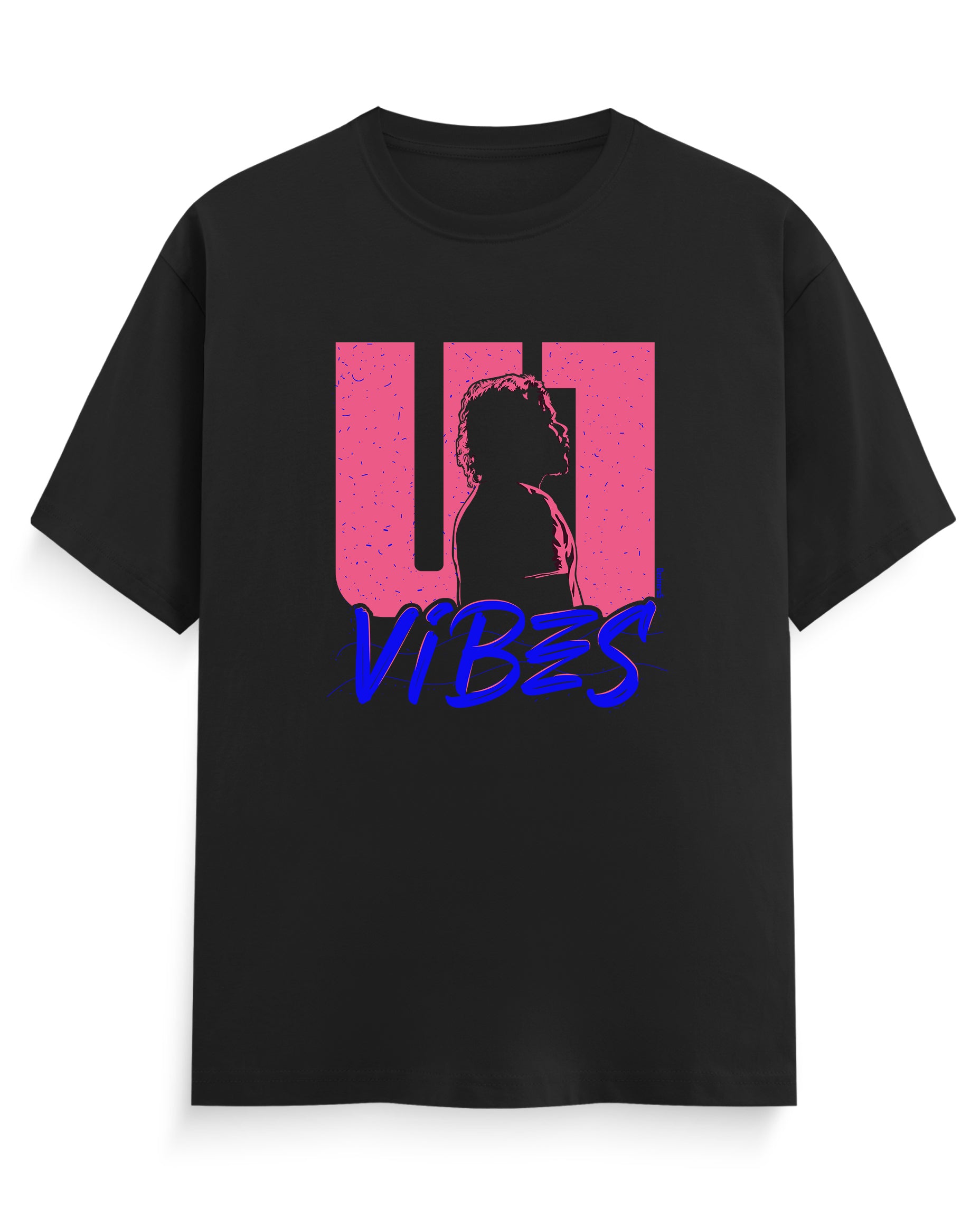 U1 VIBES men's regular-fit t-shirt in black front view.
