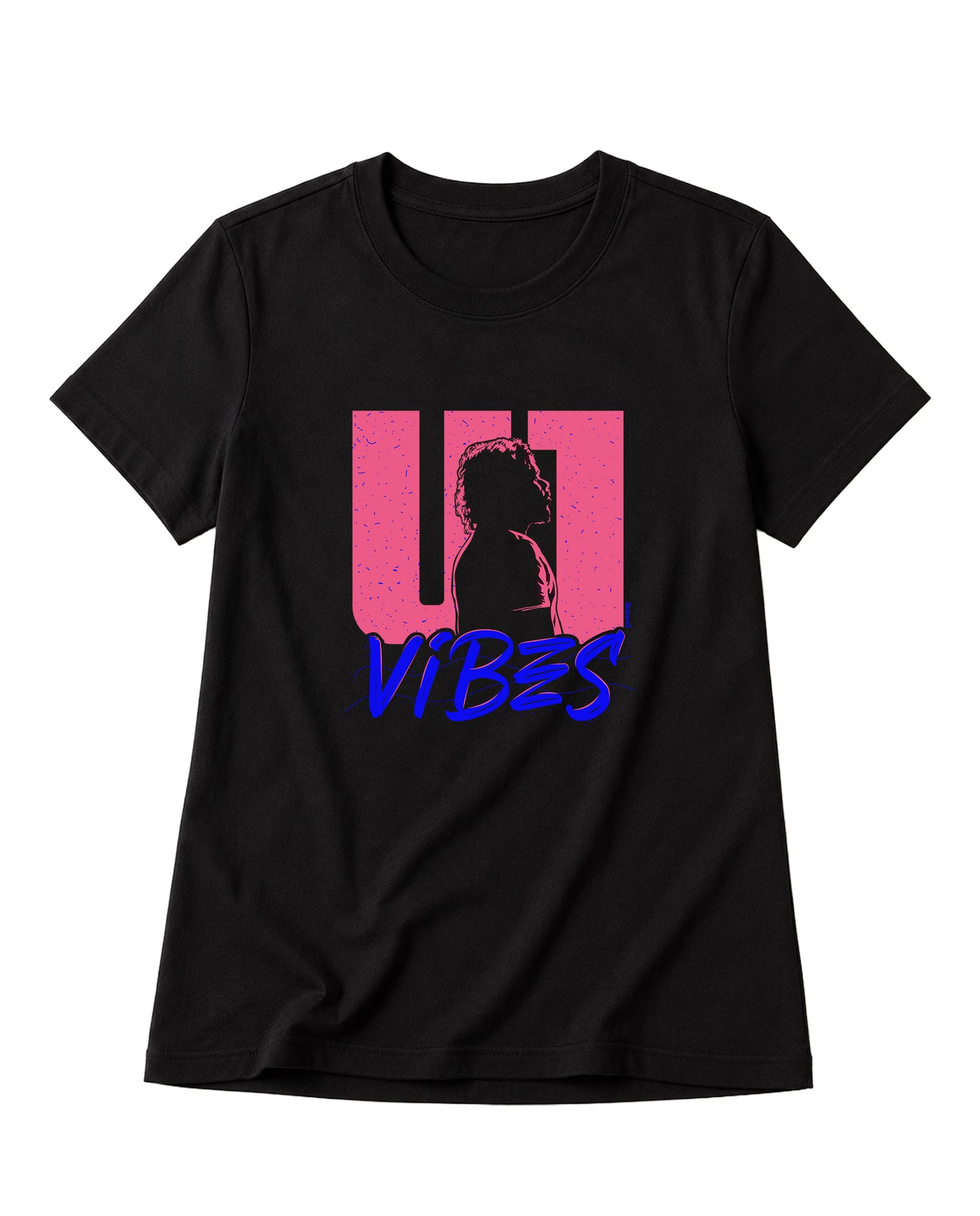 U1 VIBES women's regular-fit t-shirt in black front view.