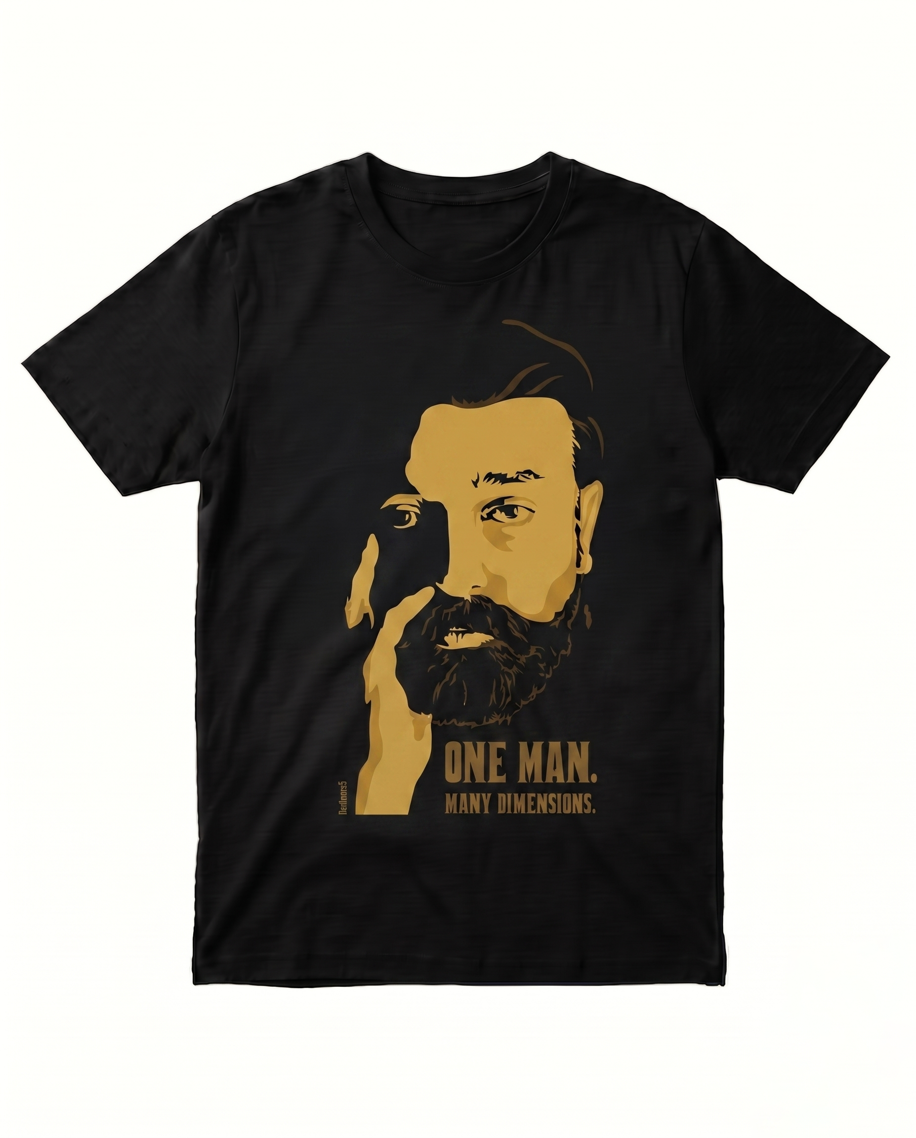 ULAGANAYAGAN TRIBUTE men's regular-fit t-shirt featuring a Kamal Haasan fan-inspired graphic design on a black t-shirt.