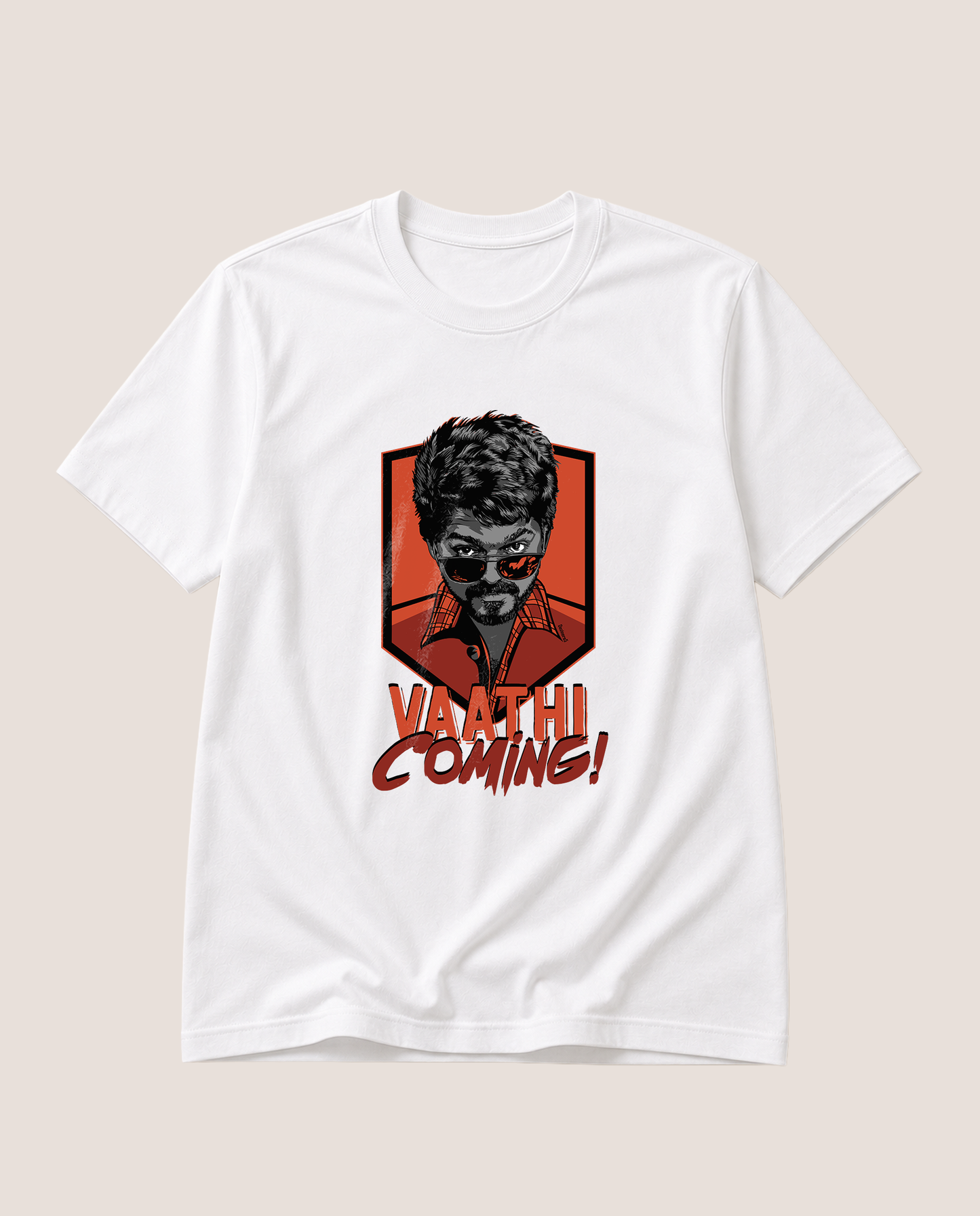 VAATHI COMING Vijay inspired graphic on a white men's regular-fit t-shirt.