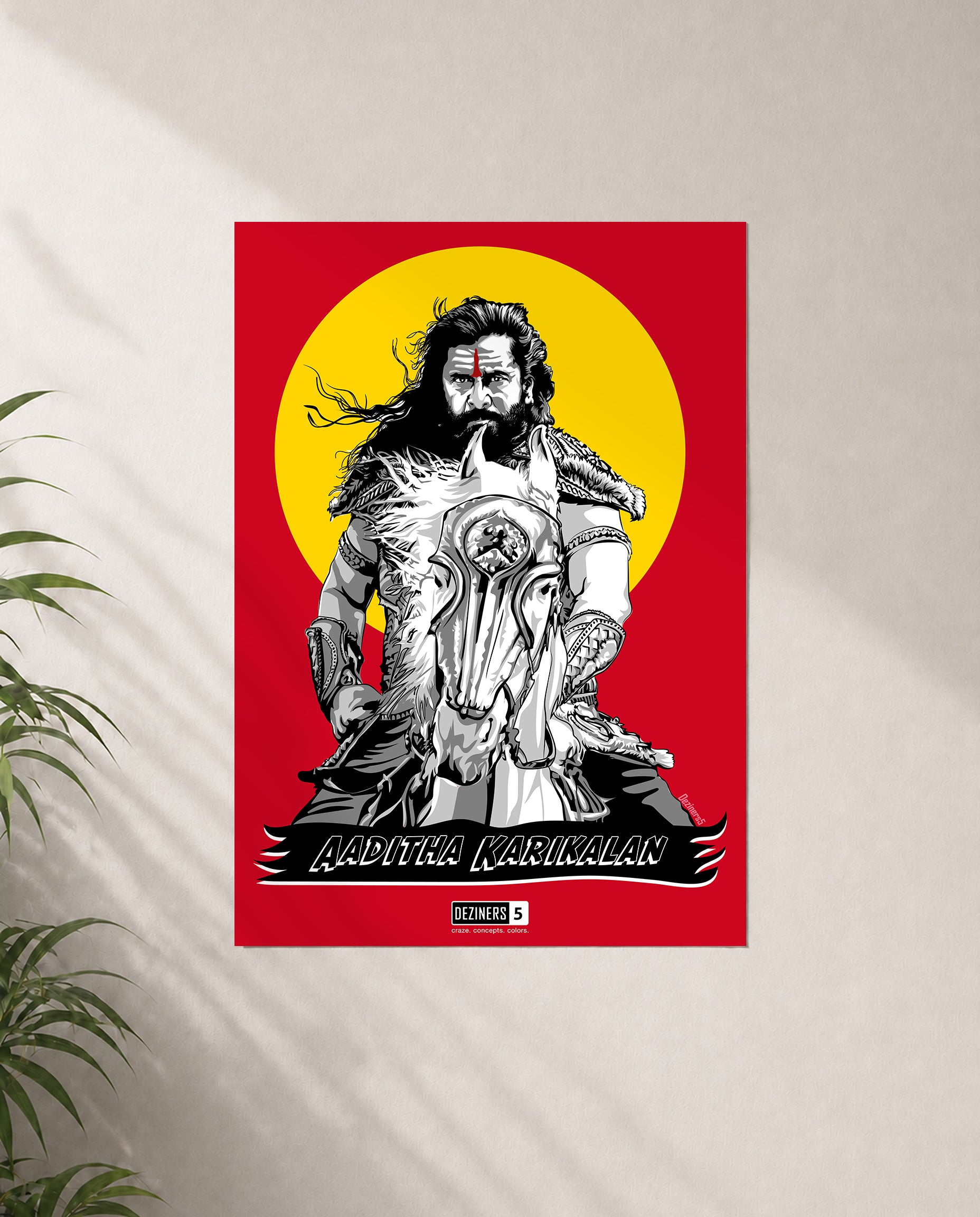 WARRIOR premium matte wall poster featuring Chiyaan-inspired epic royal artwork with cinematic detailing.
