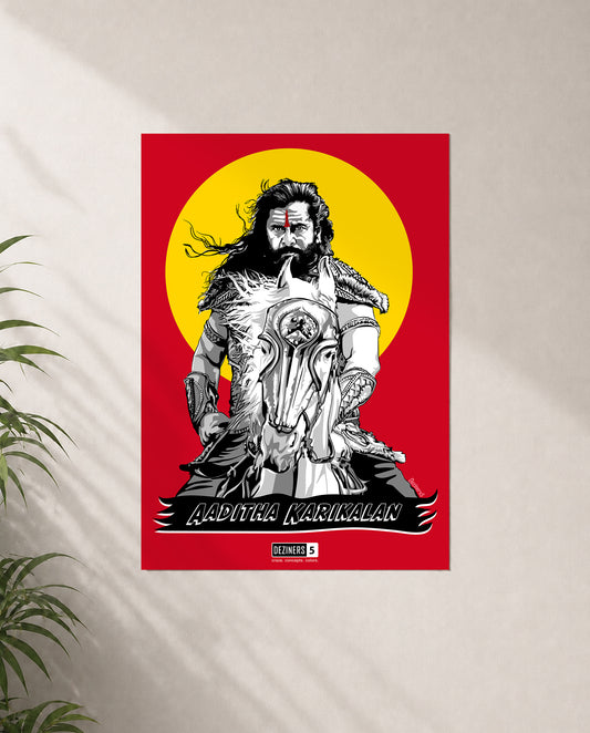 WARRIOR premium matte wall poster featuring Chiyaan-inspired epic royal artwork with cinematic detailing.